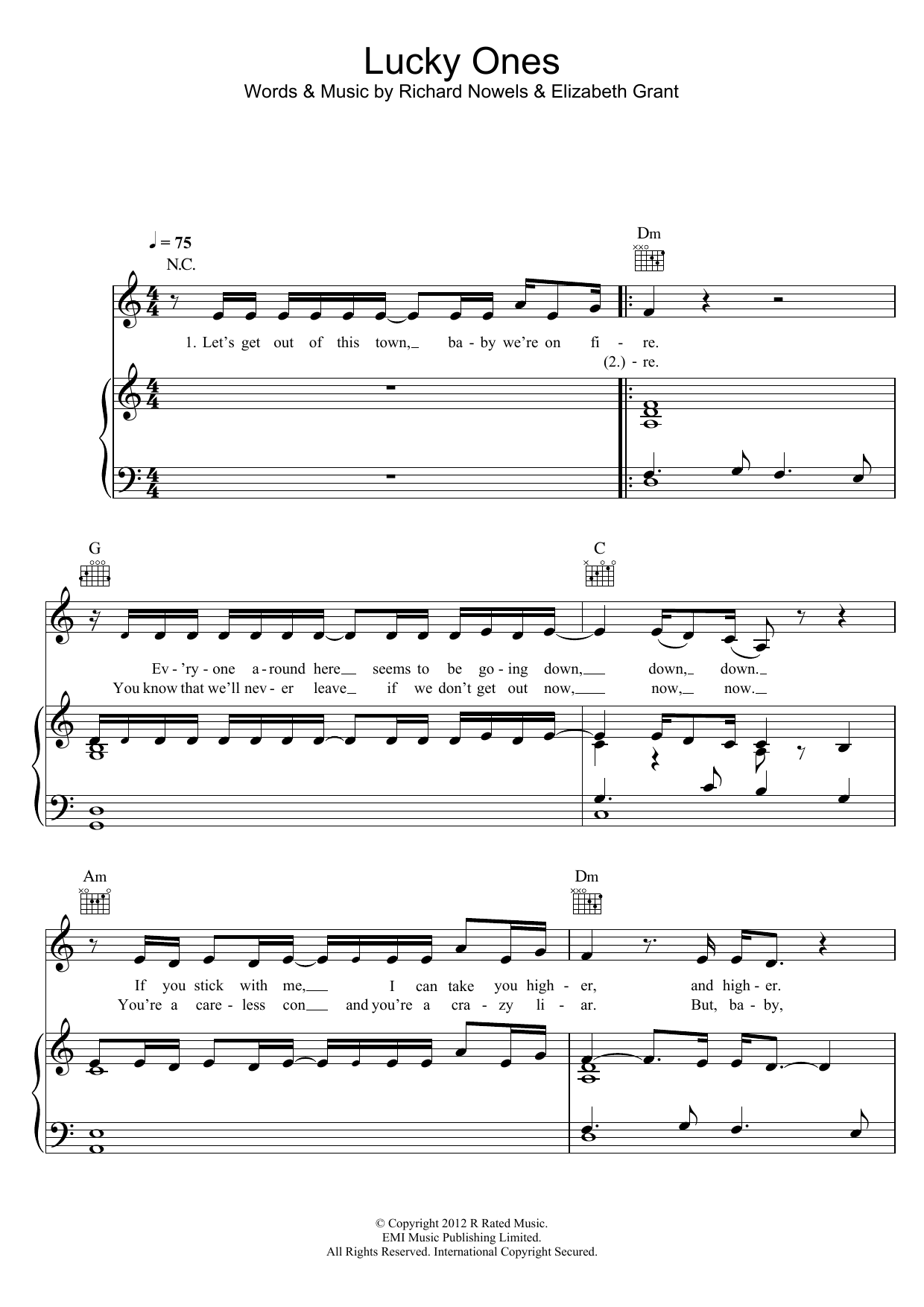 Lana Del Rey Lucky Ones Sheet Music