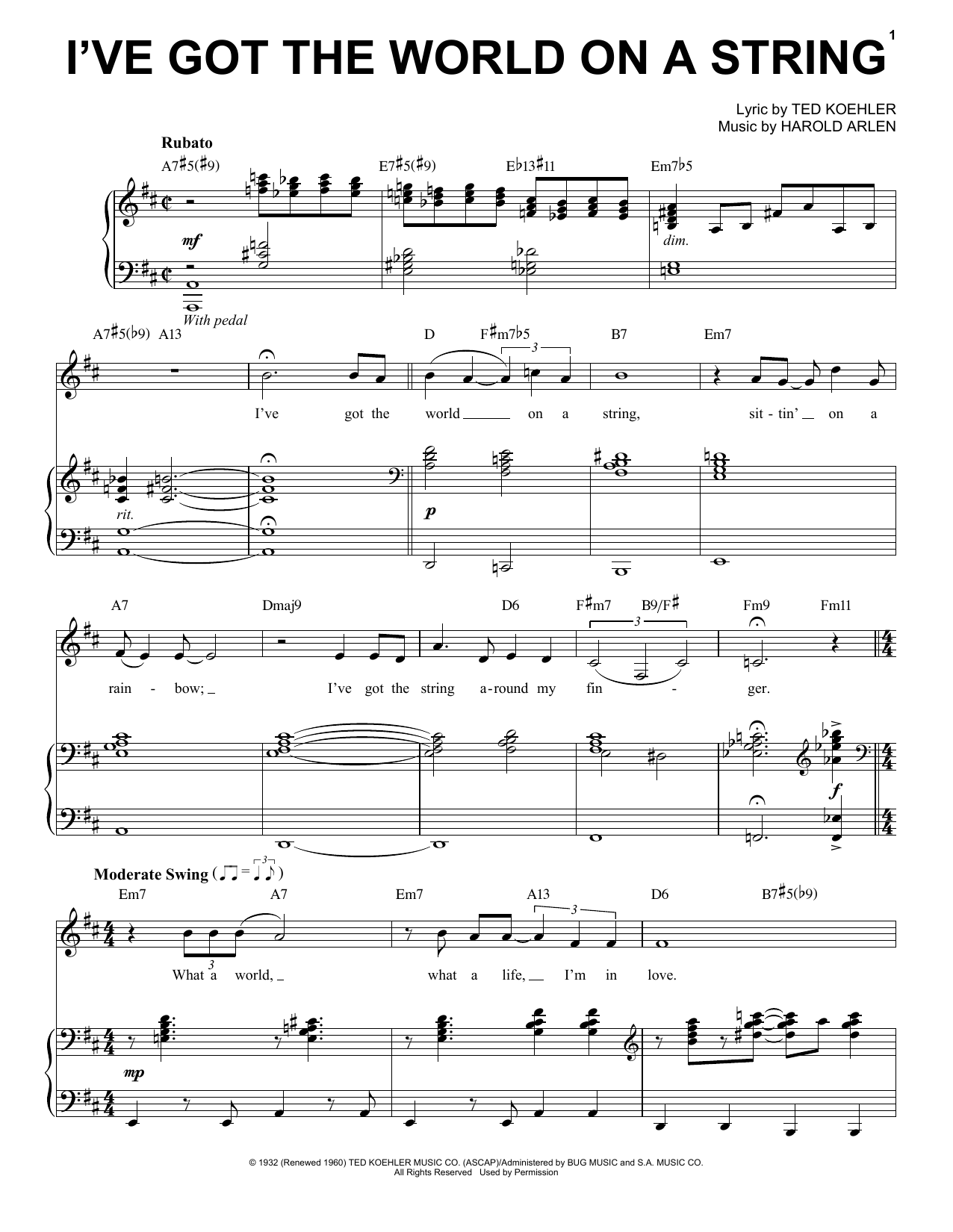 Landau Eugene Murphy, Jr. I've Got The World On A String Sheet Music