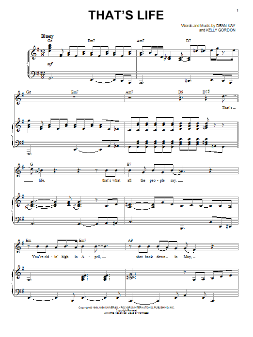 Landau Eugene Murphy, Jr. That's Life Sheet Music