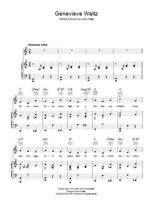 Larry Adler Genevieve Waltz Sheet Music