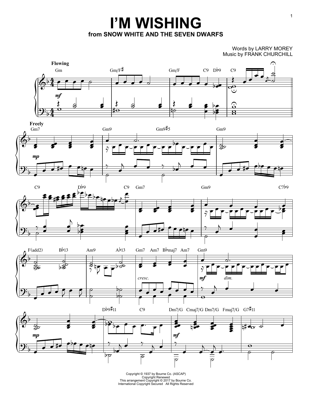 Larry Morey & Frank Churchill I'm Wishing [Jazz version] (from Snow White And The Seven Dwarfs) Sheet Music