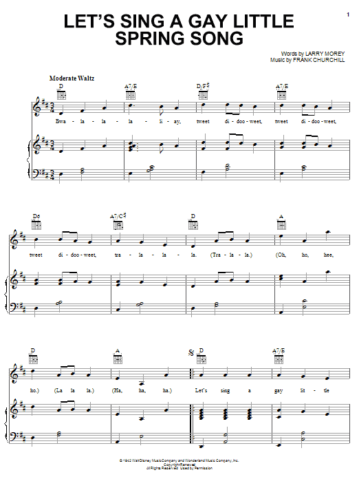 Larry Morey Let's Sing A Gay Little Spring Song Sheet Music