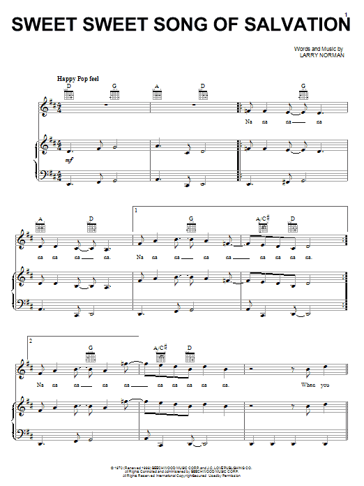 Larry Norman Sweet Sweet Song Of Salvation Sheet Music