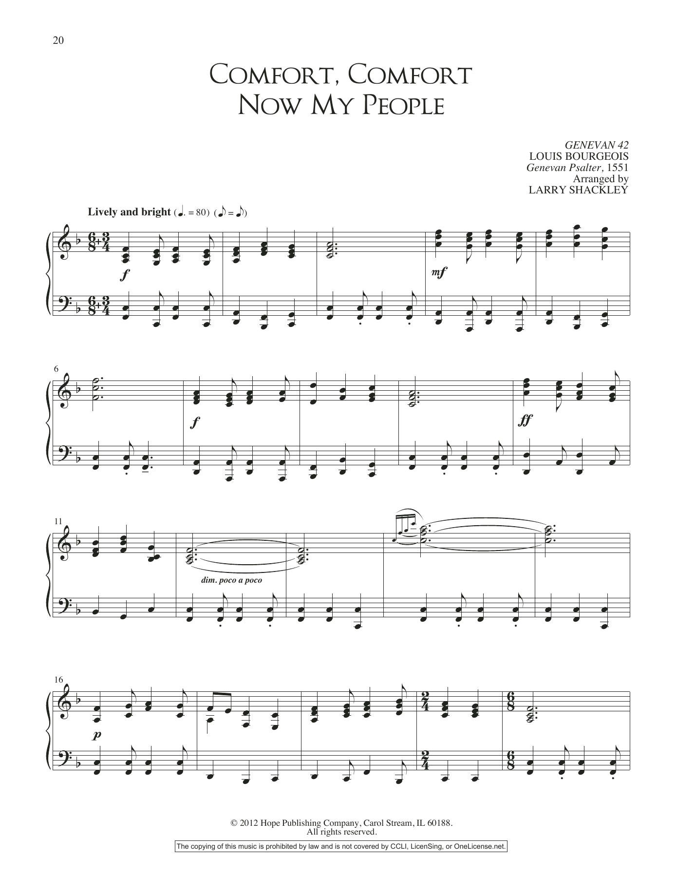 Larry Shackley Comfort, Comfort Now My People Sheet Music