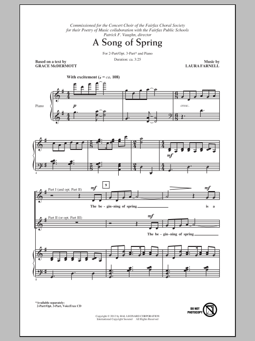 Laura Farnell A Song Of Spring Sheet Music