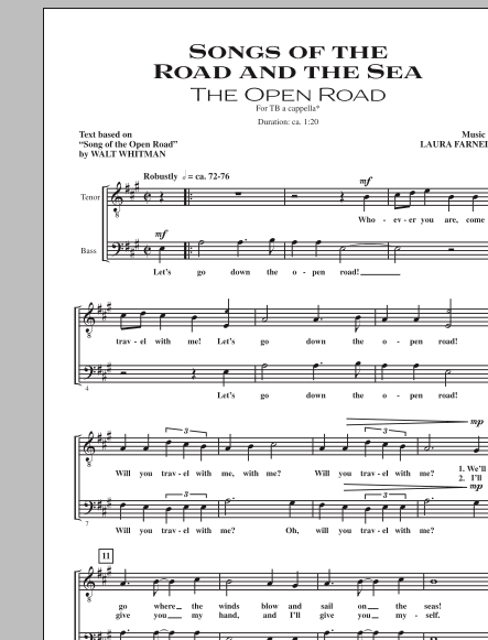 Laura Farnell Songs Of The Road And The Sea Sheet Music