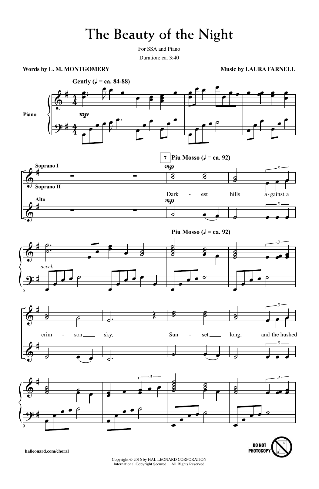 Laura Farnell The Beauty Of The Night Sheet Music