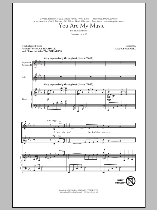 Laura Farnell You Are My Music Sheet Music
