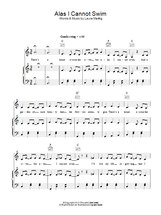 Laura Marling Alas I Cannot Swim Sheet Music
