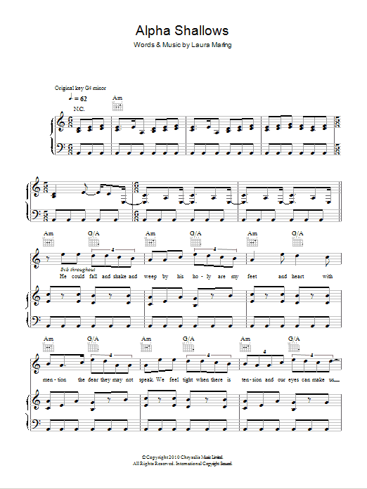 Laura Marling Alpha Shallows Sheet Music