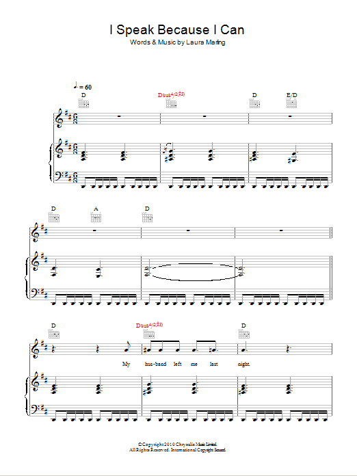 Laura Marling I Speak Because I Can Sheet Music