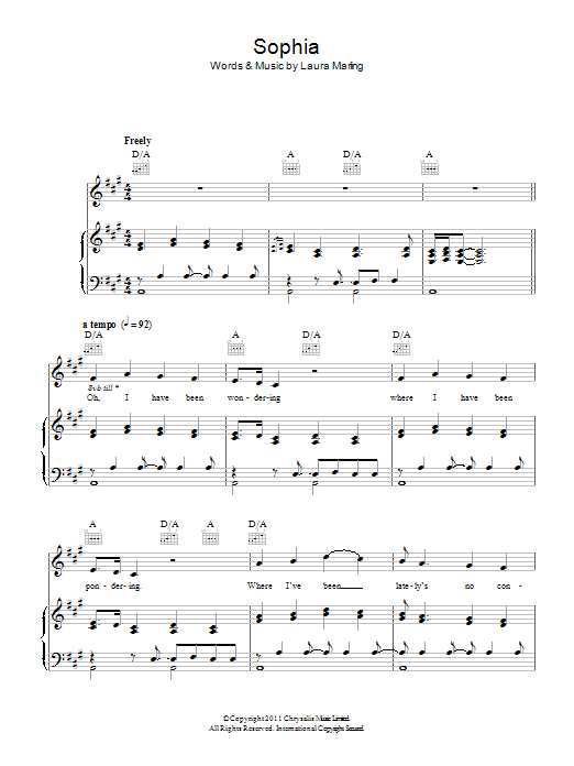Laura Marling Sophia Sheet Music