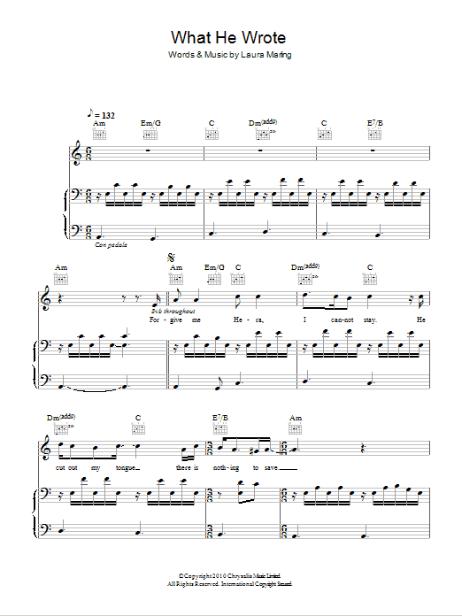 Laura Marling What He Wrote Sheet Music