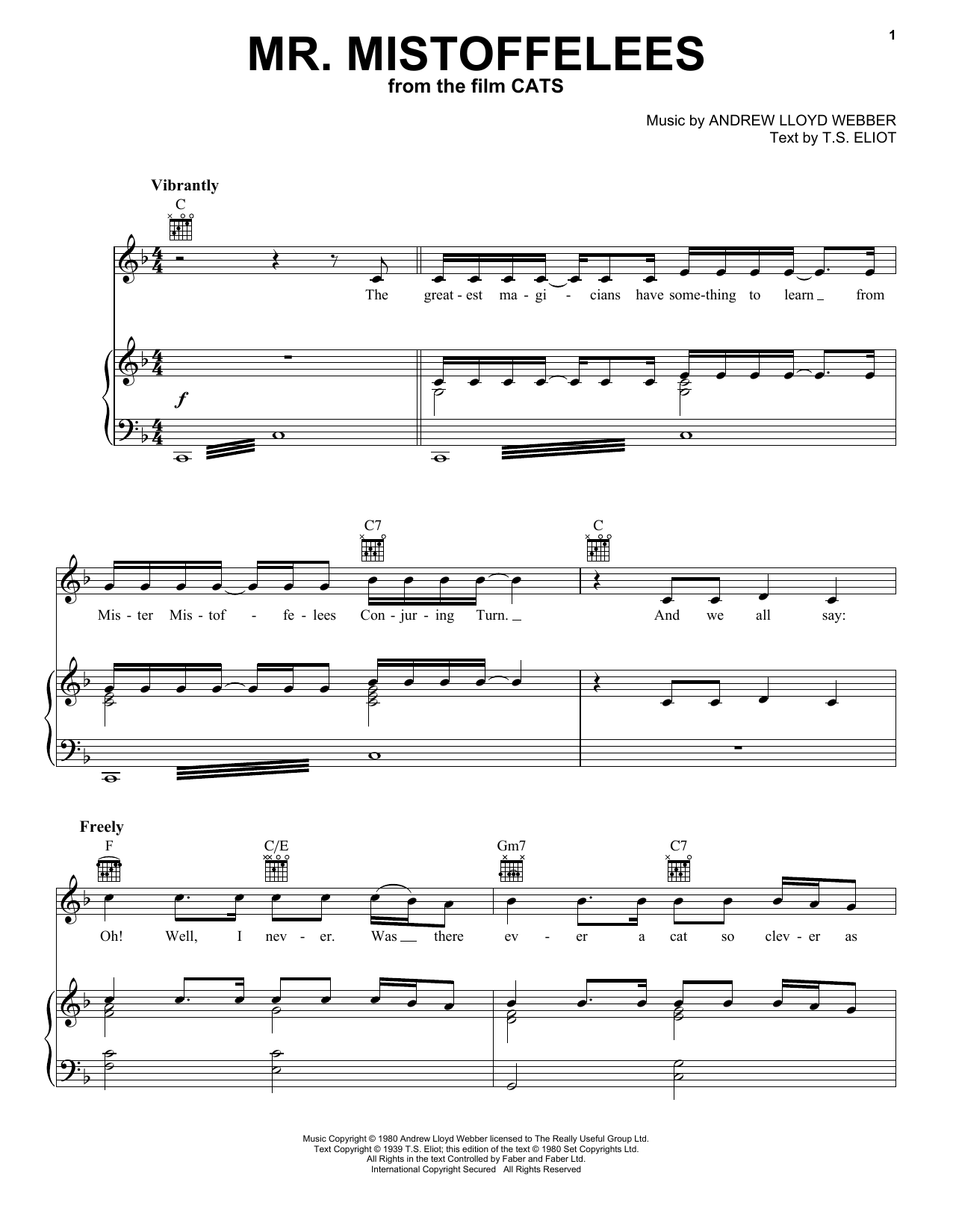 Laurie Davidson Mr. Mistoffelees (from the Motion Picture Cats) Sheet Music