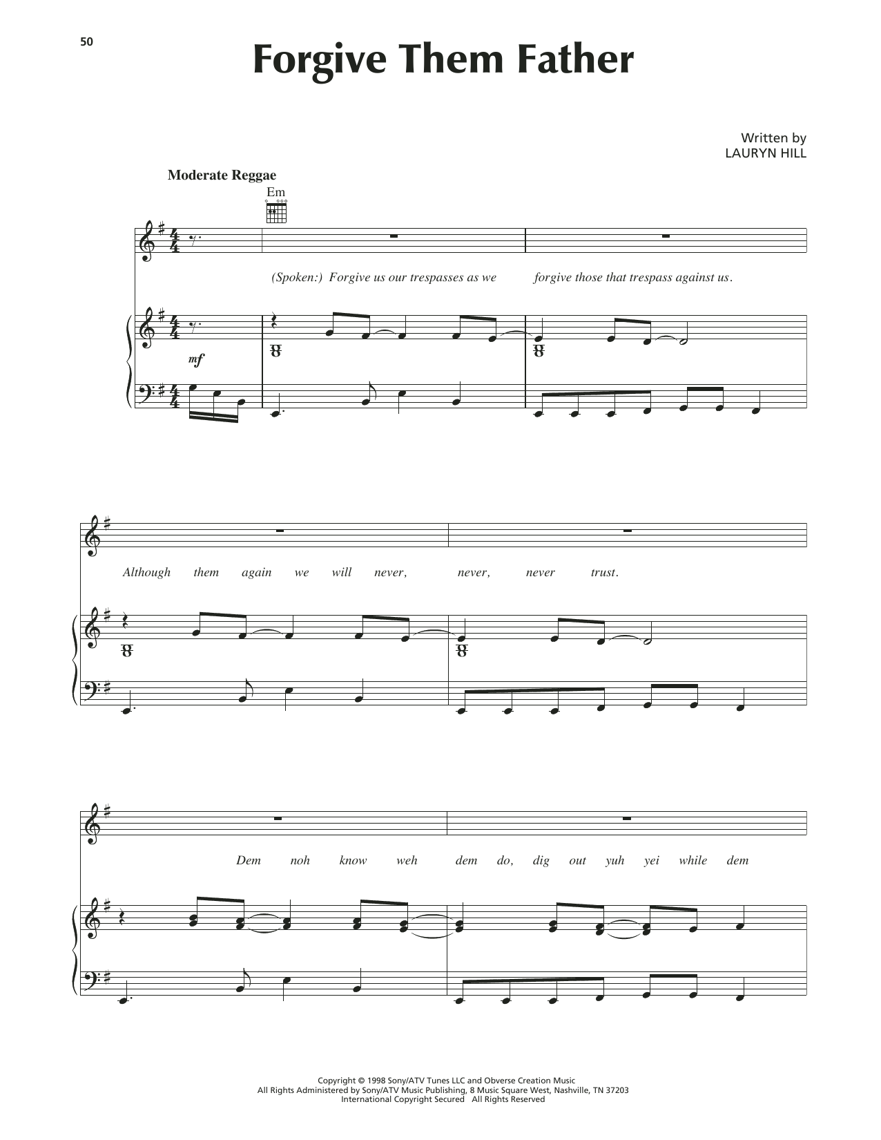 Lauryn Hill Forgive Them Father Sheet Music