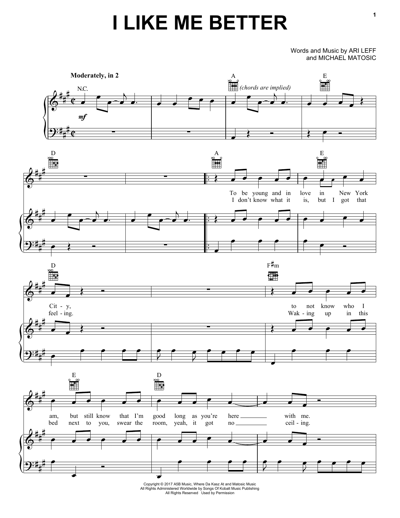 Lauv I Like Me Better Sheet Music