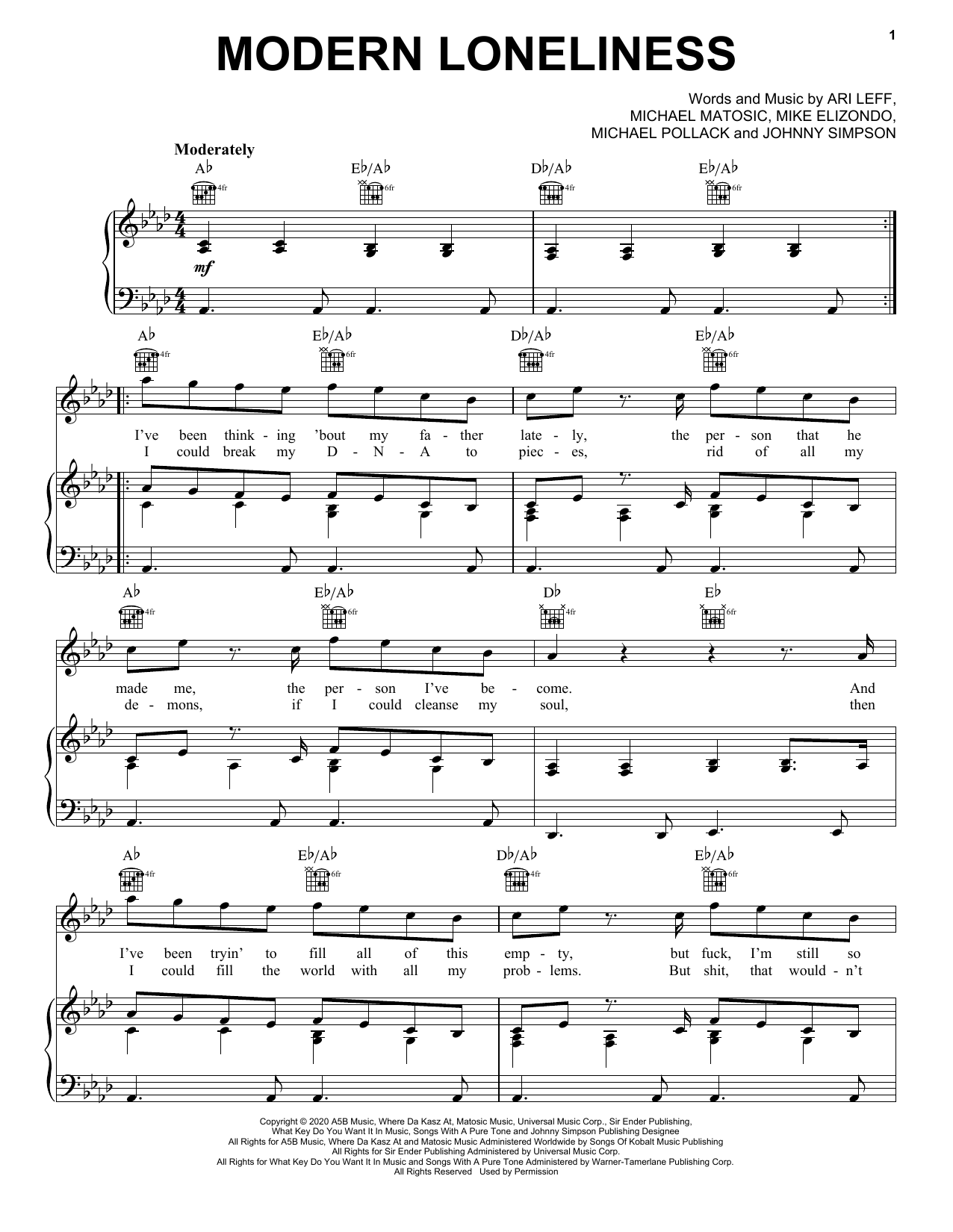 Lauv Modern Loneliness Sheet Music