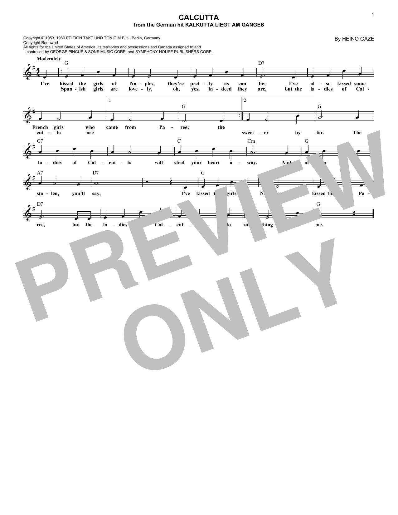 Lawrence Welk Calcutta Sheet Music