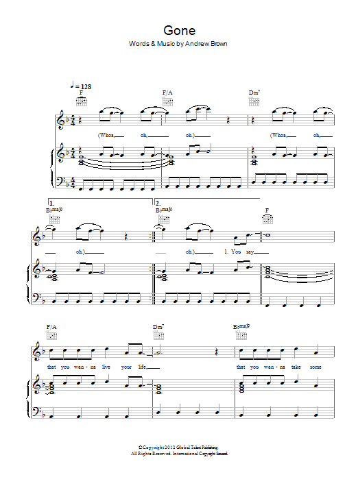 LAWSON Gone Sheet Music