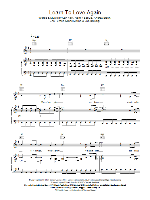 LAWSON Learn To Love Again Sheet Music