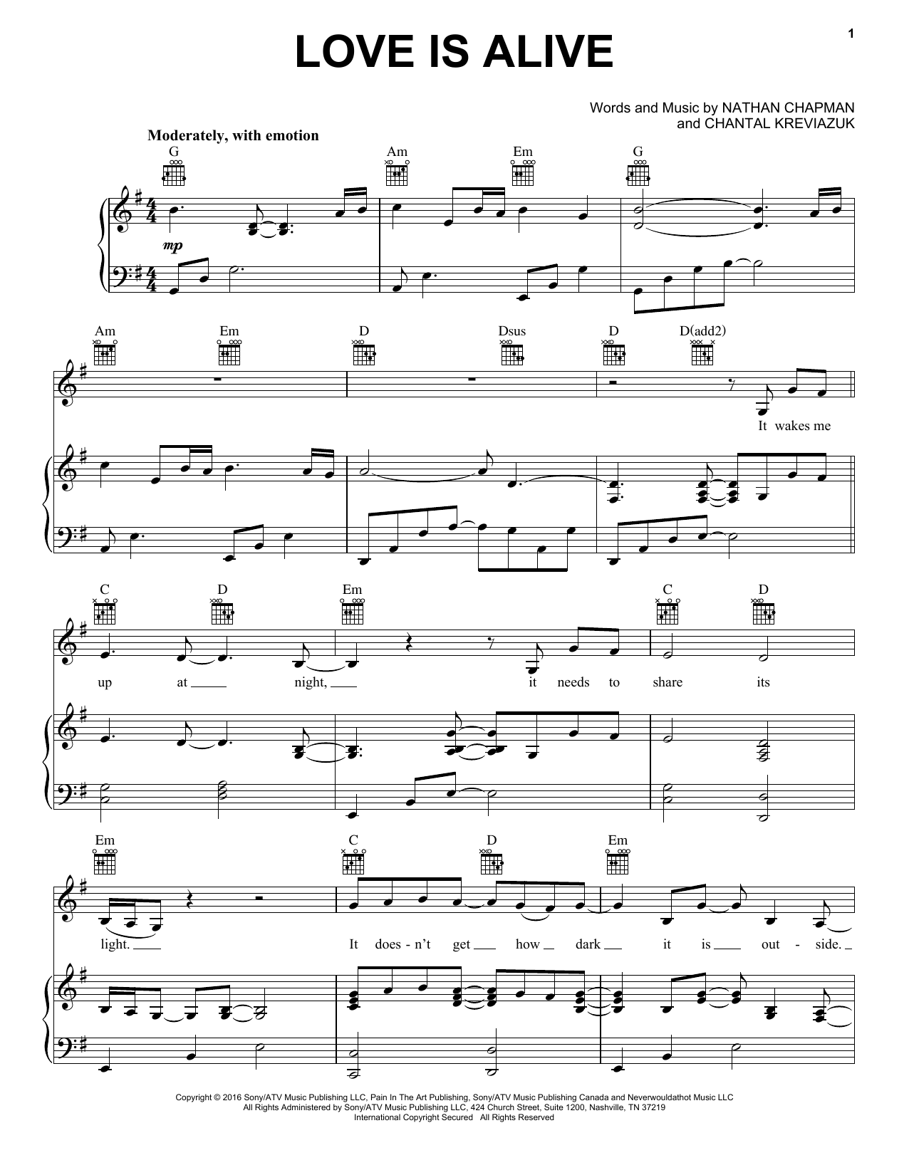 Lea Michele Love Is Alive Sheet Music