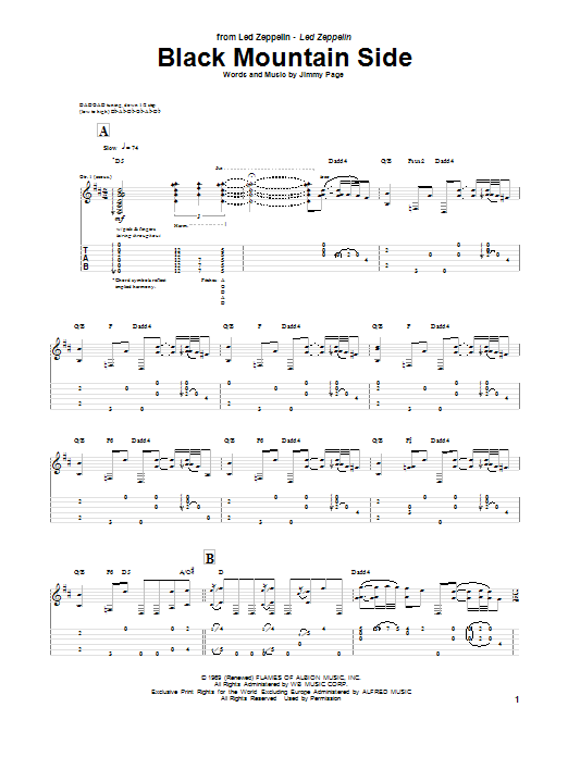 Led Zeppelin Black Mountain Side Sheet Music
