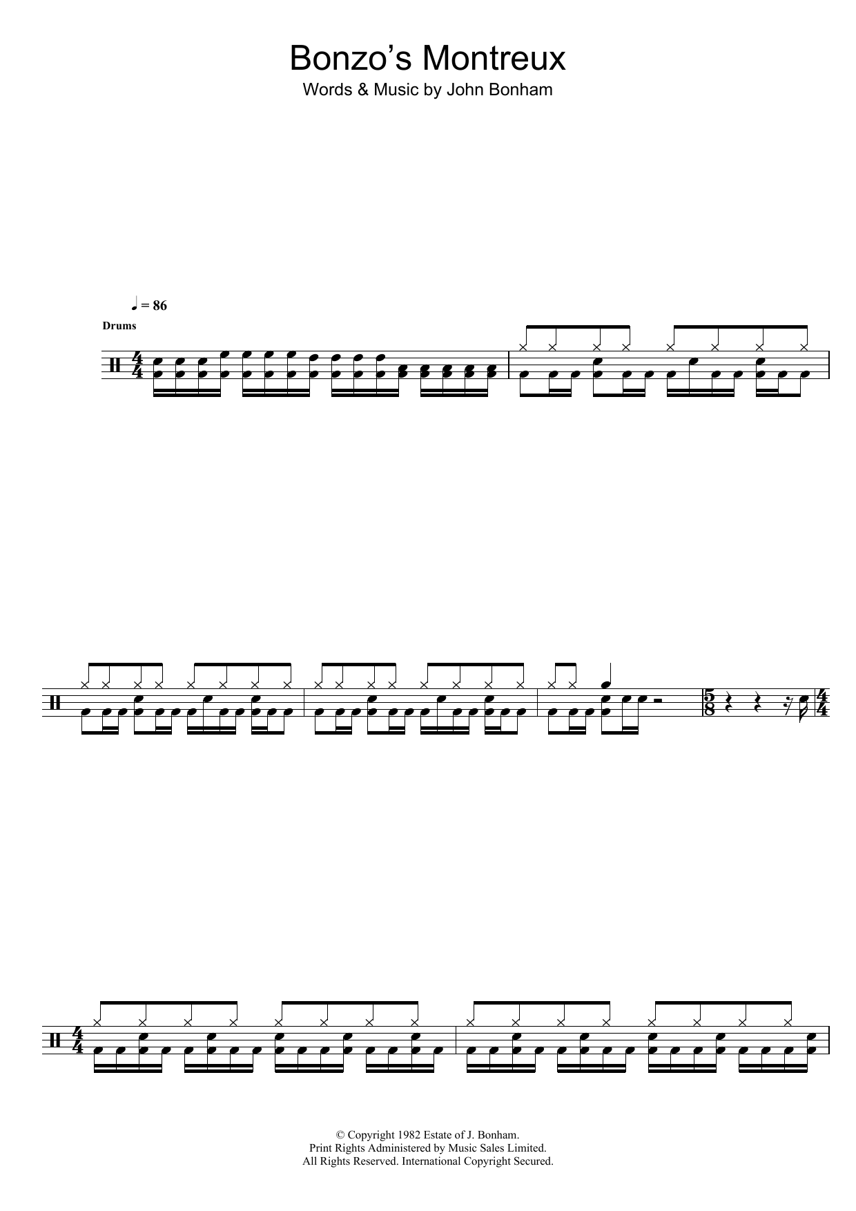 Led Zeppelin Bonzo's Montreux Sheet Music