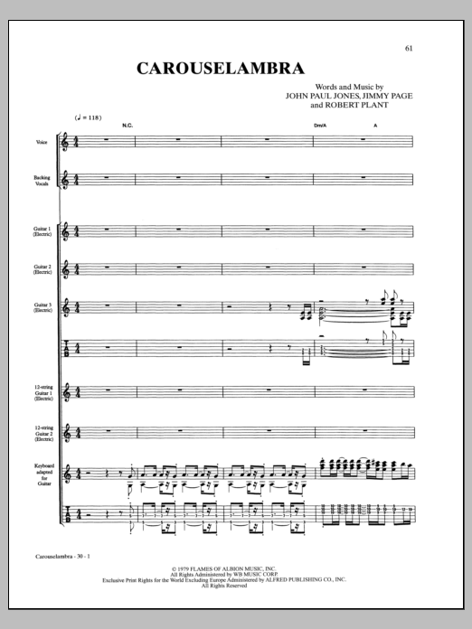 Led Zeppelin Carouselambra Sheet Music