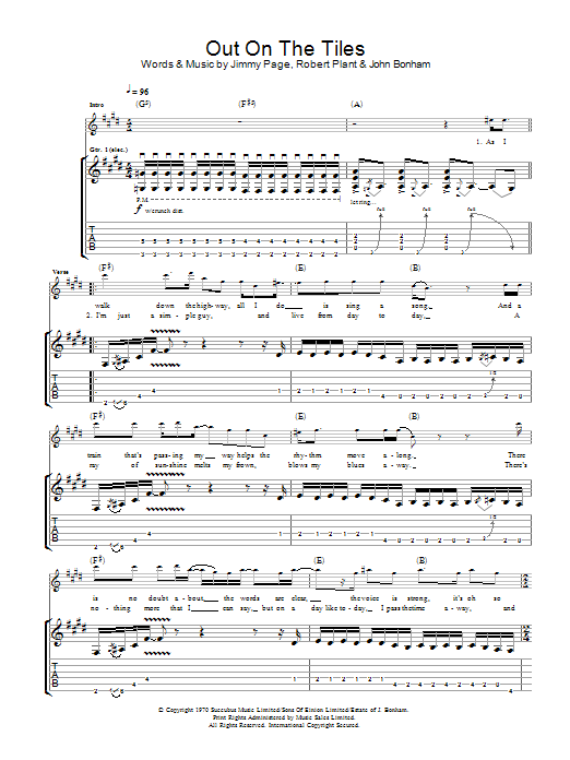 Led Zeppelin Out On The Tiles Sheet Music