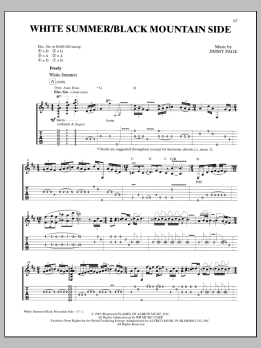 Led Zeppelin White Summer/Black Mountainside Sheet Music