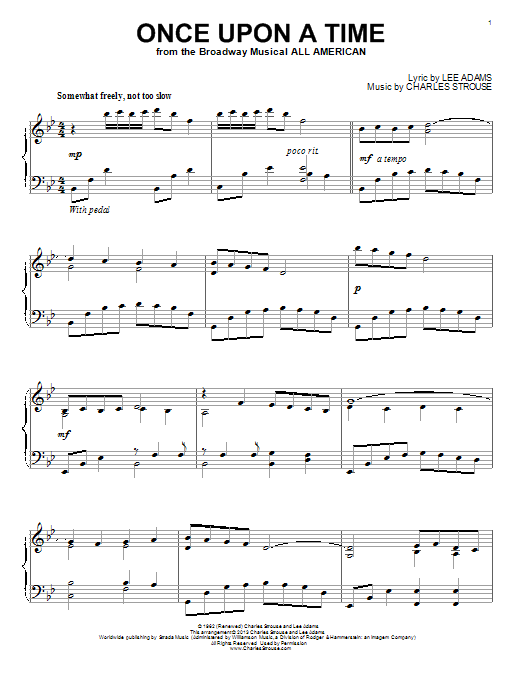 Lee Adams Once Upon A Time Sheet Music