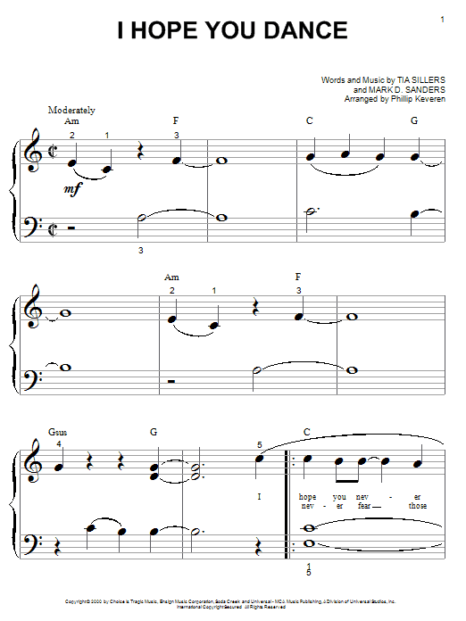 Lee Ann Womack I Hope You Dance (arr. Phillip Keveren) Sheet Music