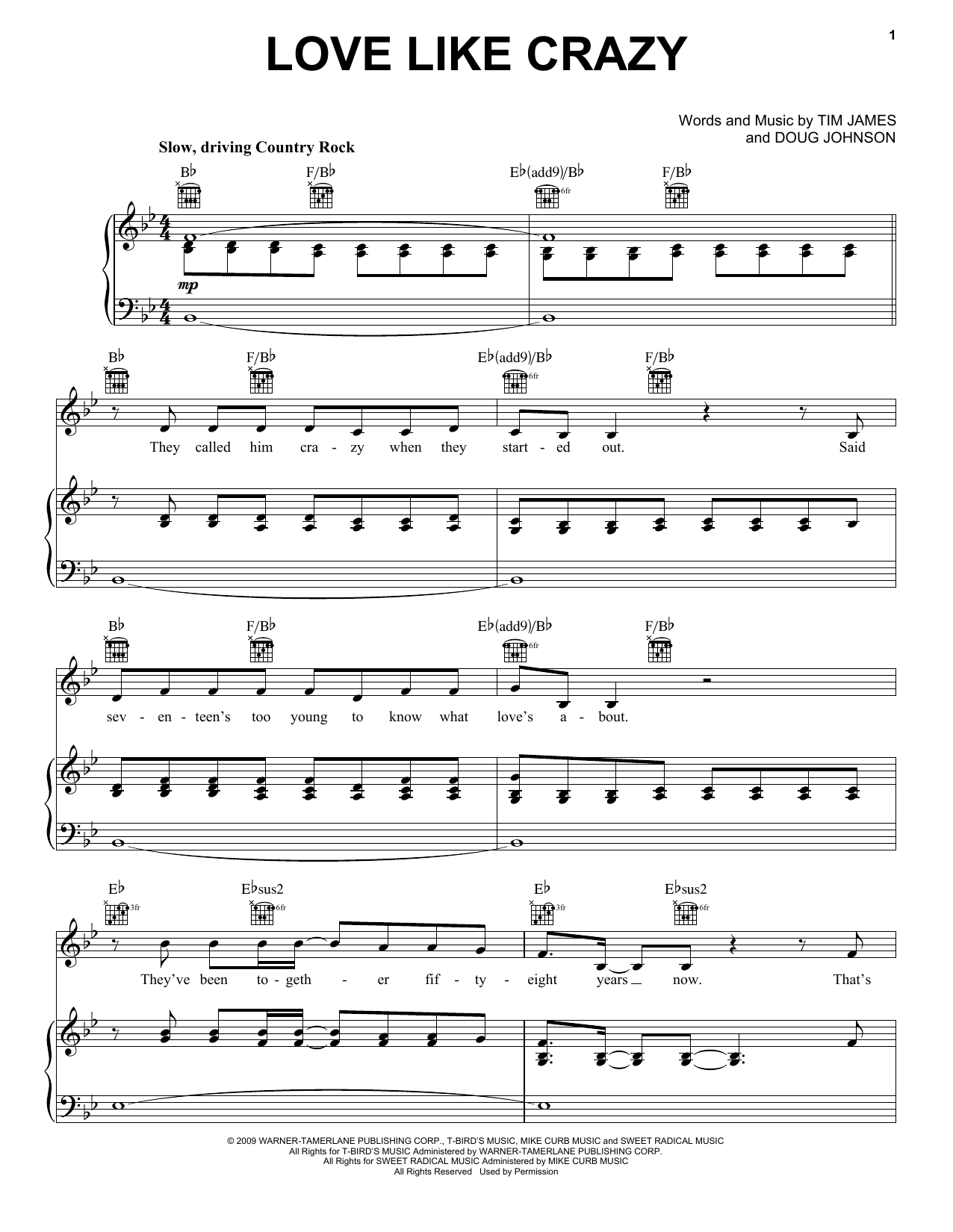 Lee Brice Love Like Crazy Sheet Music