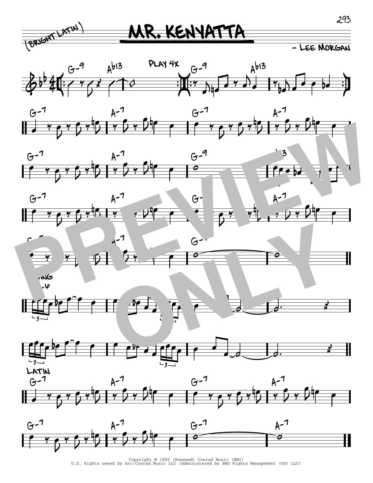 Lee Morgan Mr. Kenyatta Sheet Music
