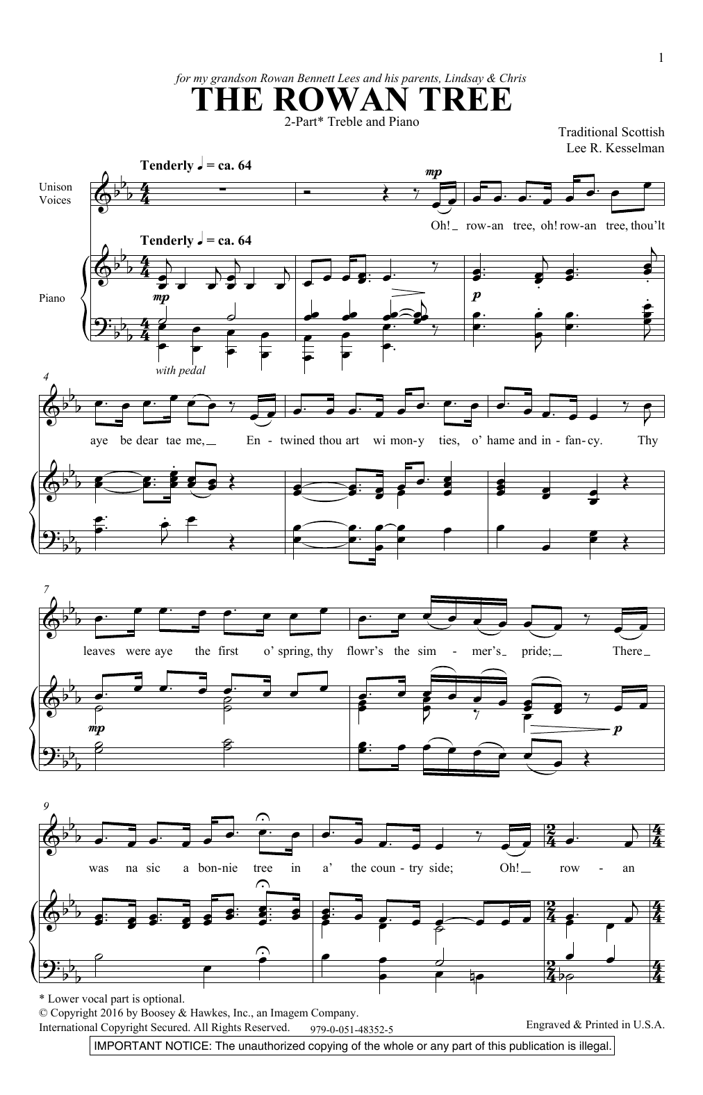 Lee R. Kesselman The Rowan Tree Sheet Music