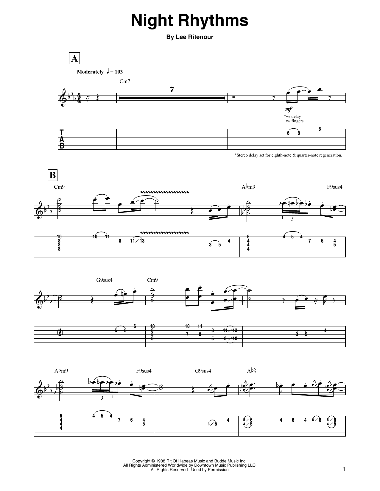 Lee Ritenour Night Rhythms Sheet Music
