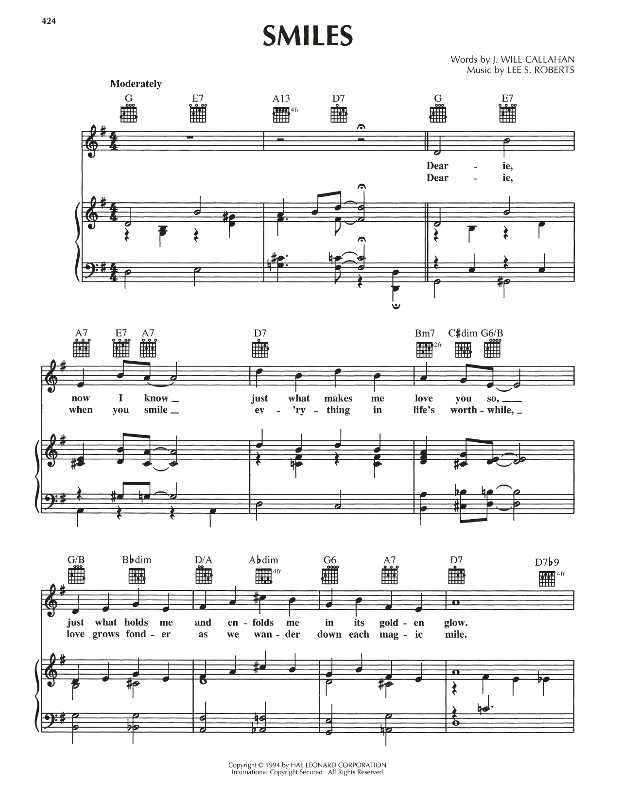 Lee S. Roberts Smiles Sheet Music