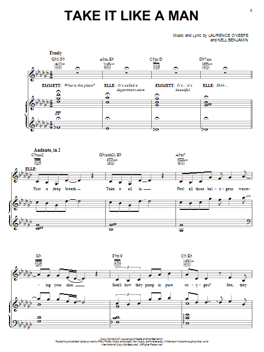 Legally Blonde The Musical Take It Like A Man Sheet Music