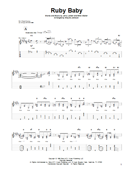 Leiber & Stoller Ruby Baby Sheet Music