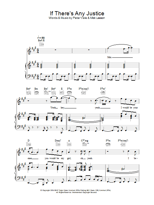 Lemar If There's Any Justice Sheet Music