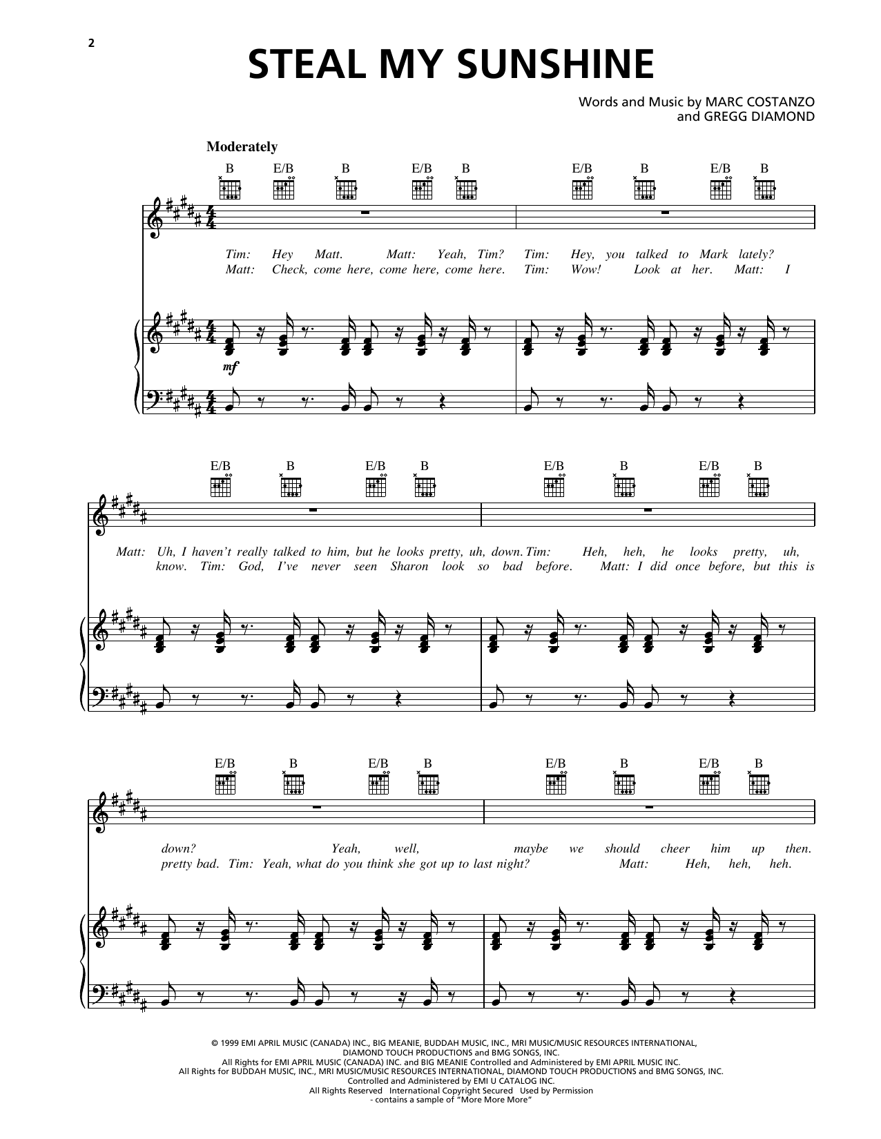Len Steal My Sunshine Sheet Music