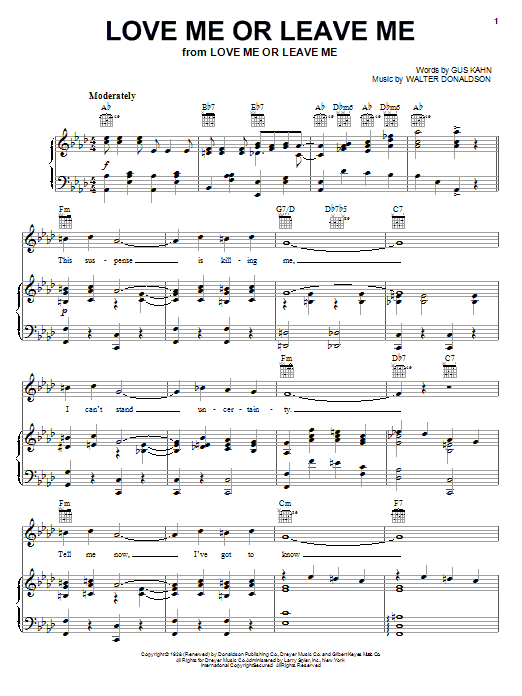 Lena Horne Love Me Or Leave Me Sheet Music