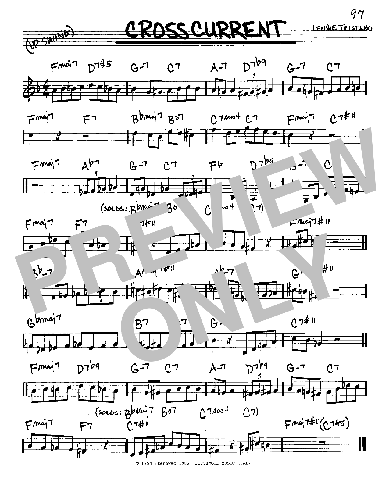 Lennie Tristano Crosscurrent Sheet Music