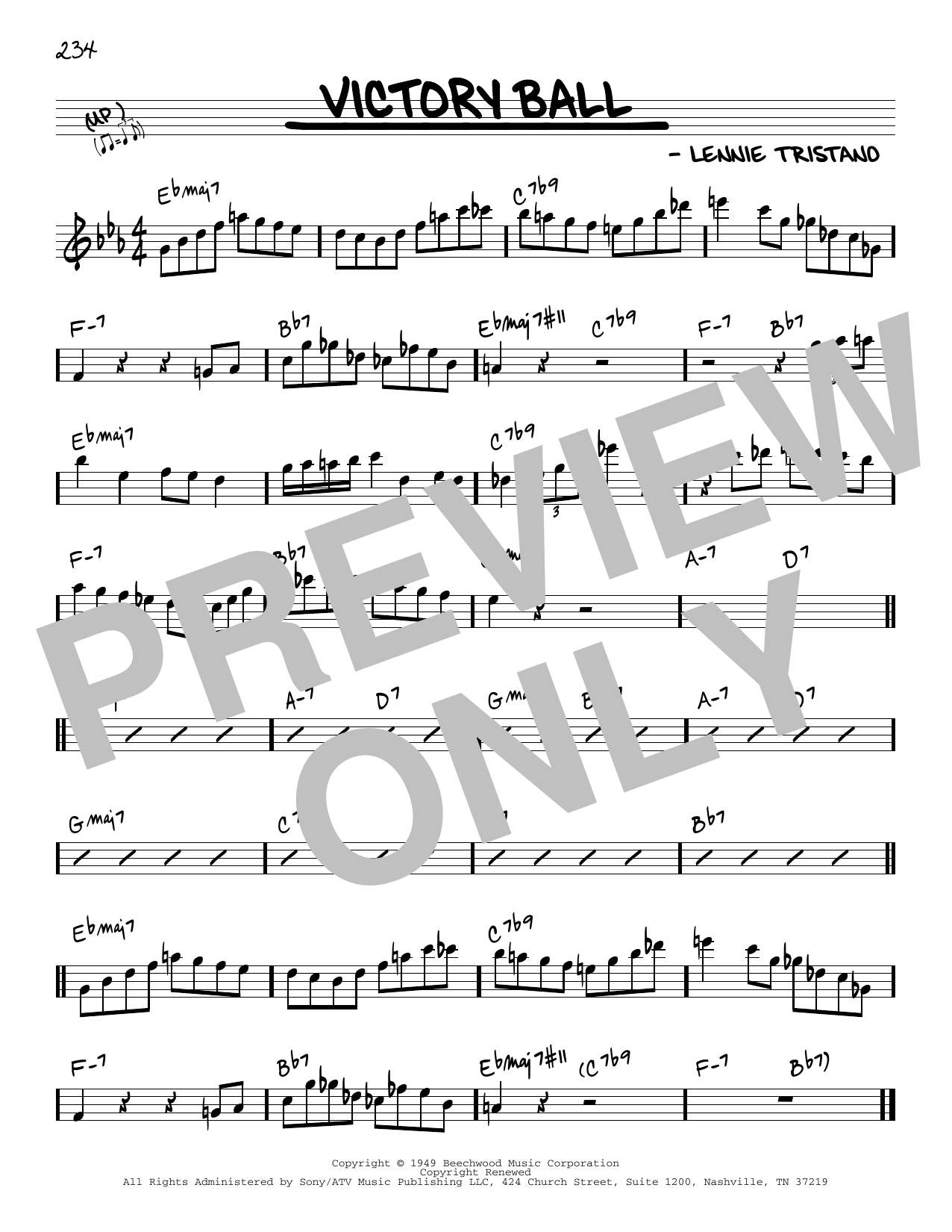 Lennie Tristano Victory Ball Sheet Music