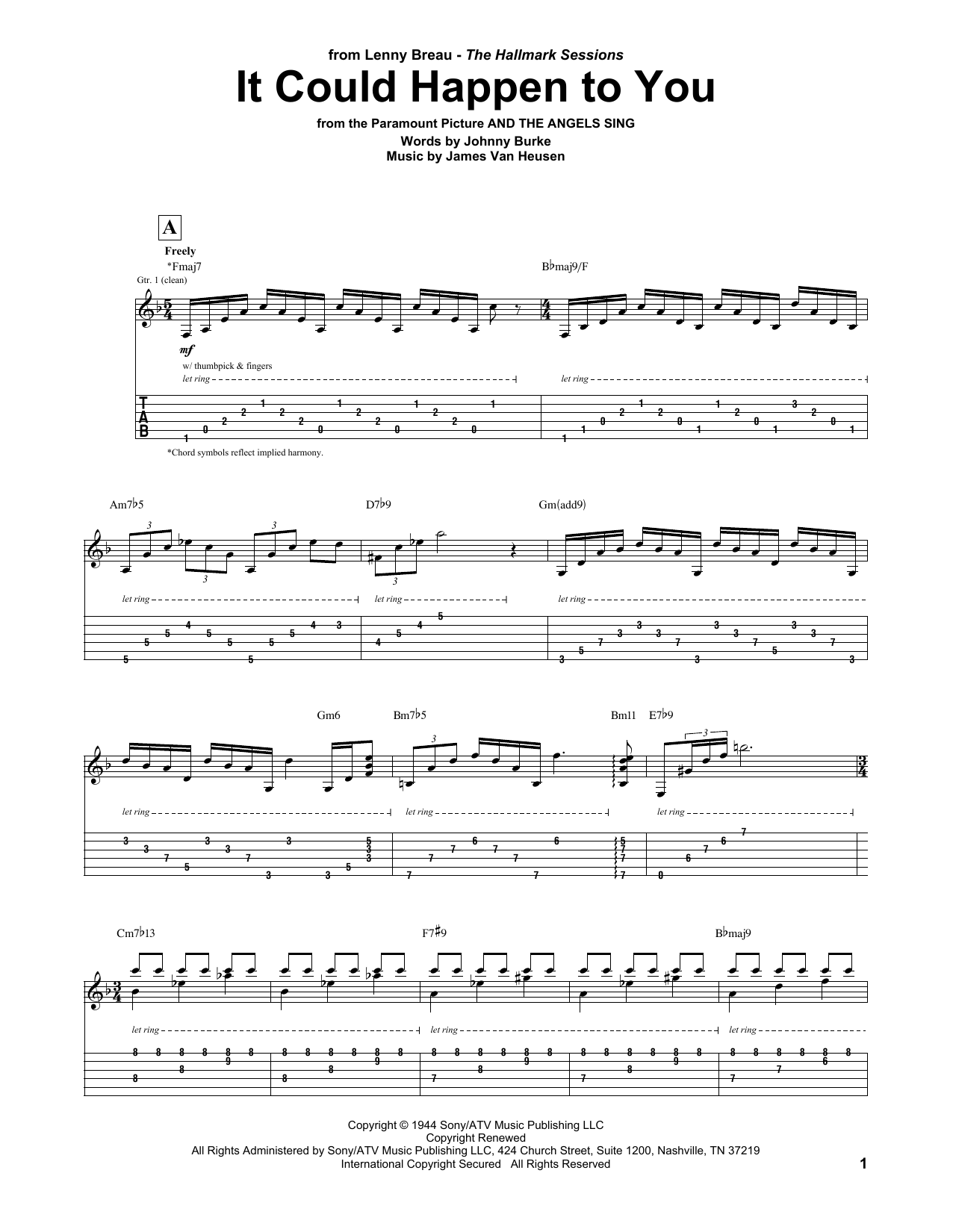 Lenny Breau It Could Happen To You Sheet Music