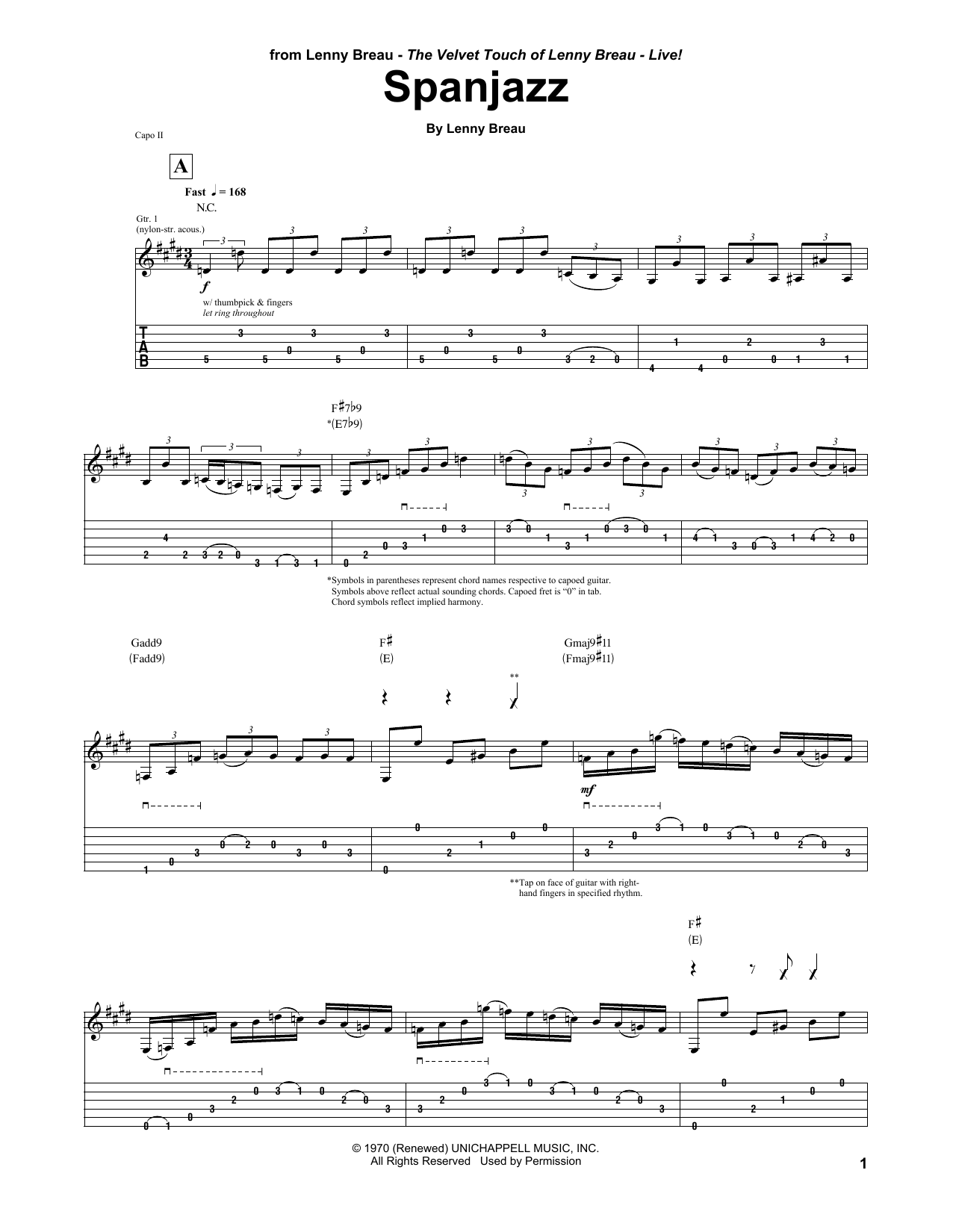 Lenny Breau Spanjazz Sheet Music