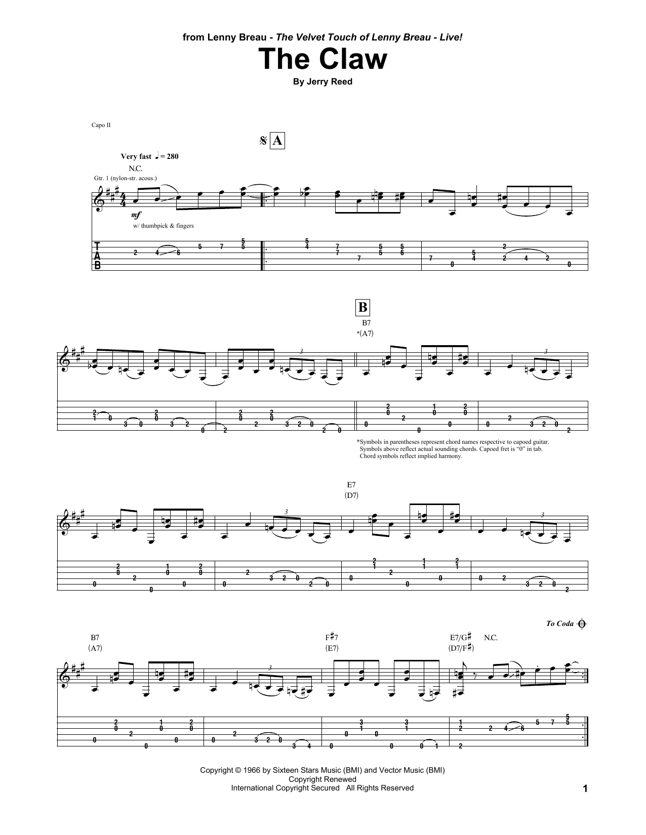 Lenny Breau The Claw Sheet Music