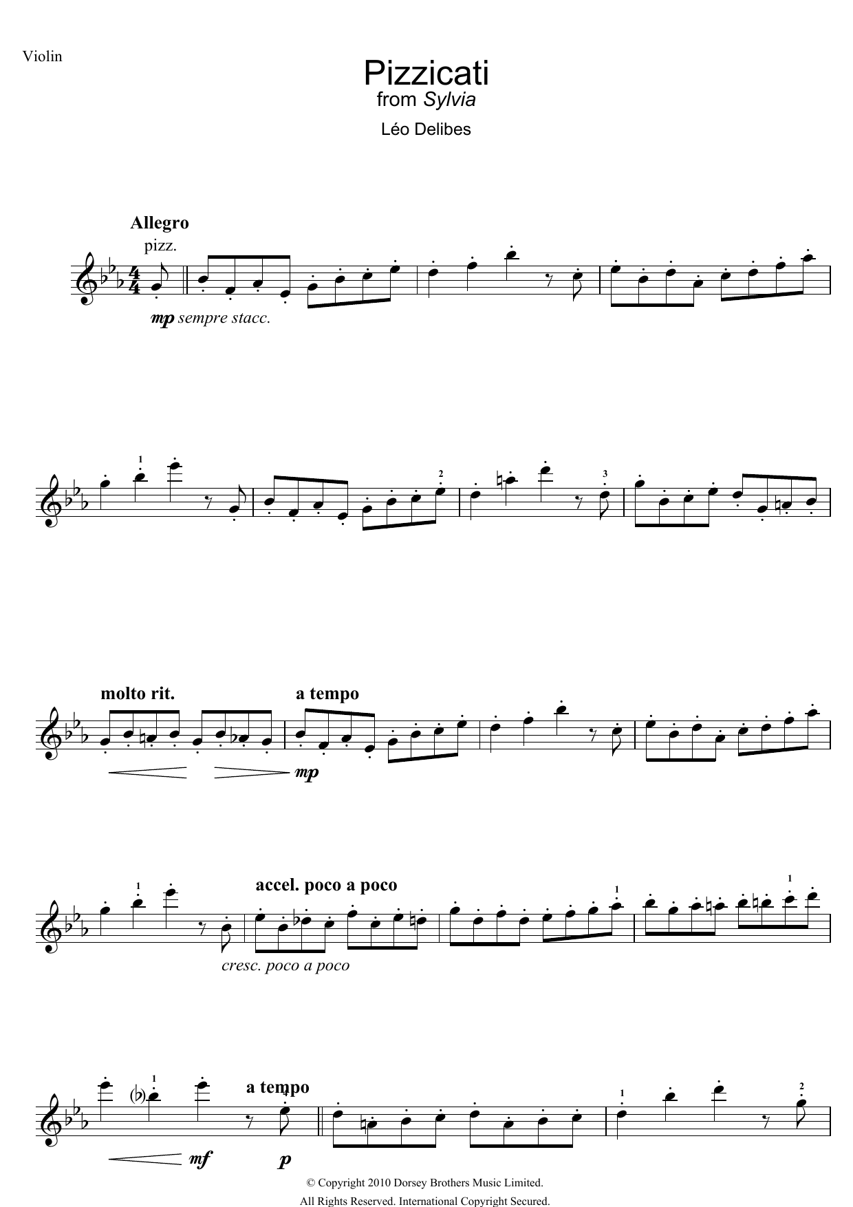 Léo Delibes Pizzicati (from Sylvia) Sheet Music
