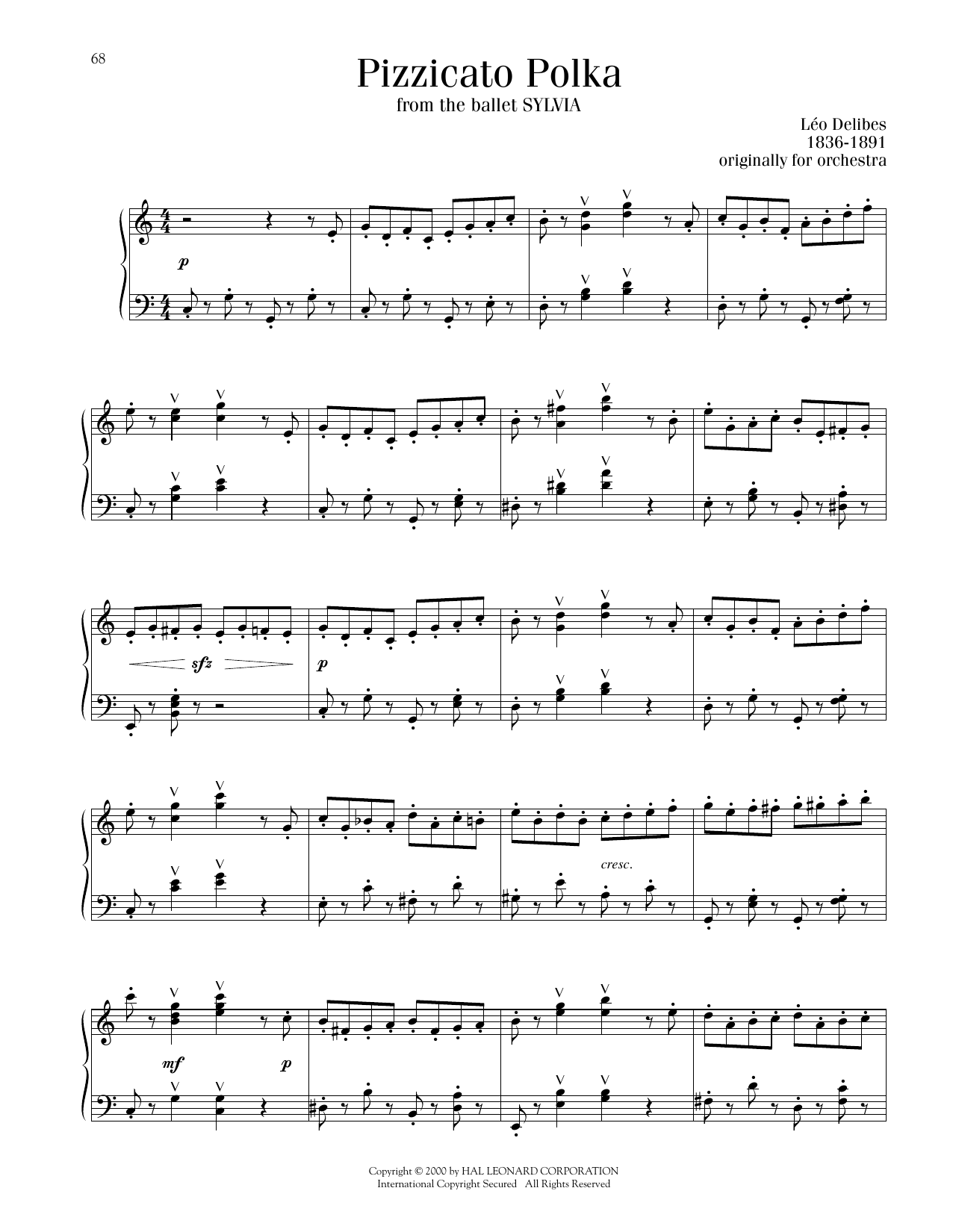 Leo Delibes Pizzicato Polka Sheet Music