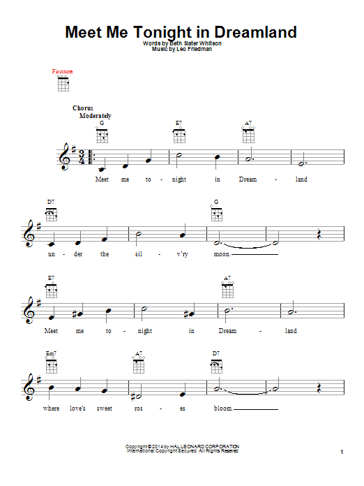 Leo Friedman Meet Me Tonight In Dreamland Sheet Music